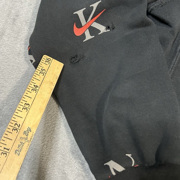 Nike Men's All Over Print Hoodie Small Black Red Gray Logo Sweatshirt Read - Picture 8 of 8